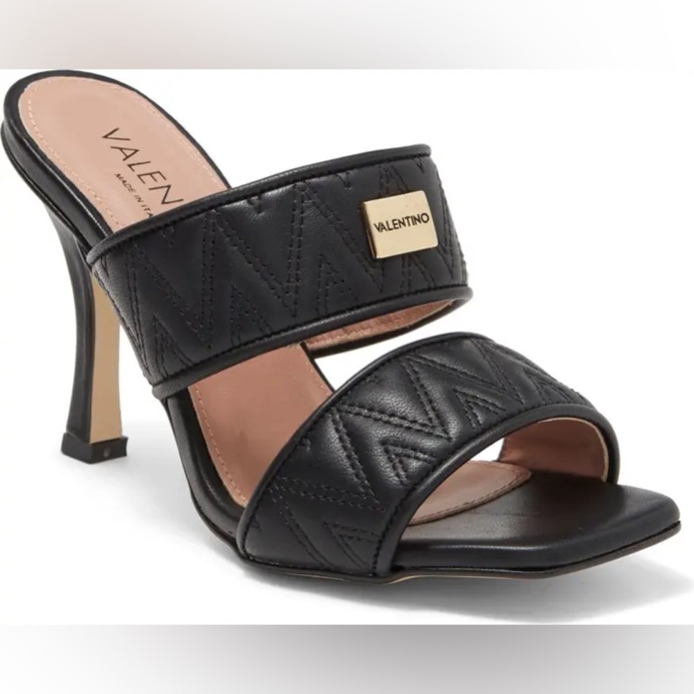 New Mario Valentino Black Jackie Slide Sandal Size 7
